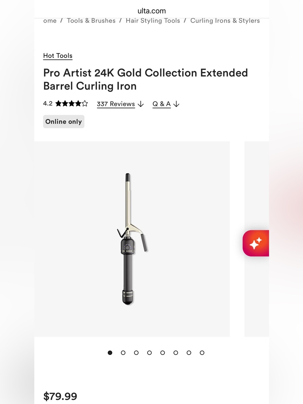 Hot Tools Pro Artist 24K Gold Collection Extended Barrel Curling Iron. 1.25” NEW - Picture 3 of 3